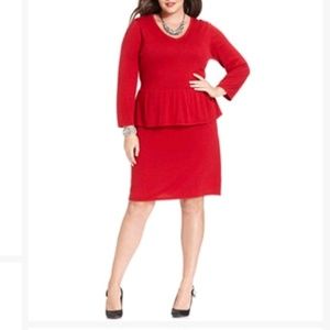 Sweater dress with peplum